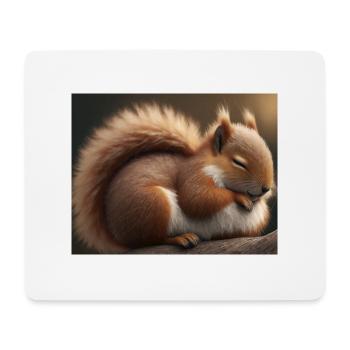 Niedliche Tiere im Winterschlaf – Eichhörnchen - Mousepad (Querformat) - Weiß - Vorne