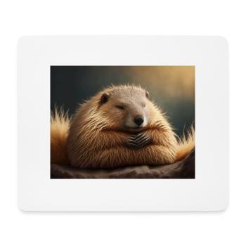 Niedliche Tiere im Winterschlaf – Murmeltier - Mousepad (Querformat) - Weiß - Vorne