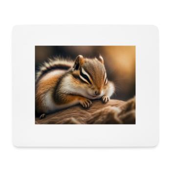 Niedliche Tiere im Winterschlaf – Streifenhörnchen - Mousepad (Querformat) - Weiß - Vorne