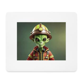 niedliche kleine grüne Retro Vintage Alien Feuerwehrmann - Mousepad (Querformat) - Weiß - Vorne