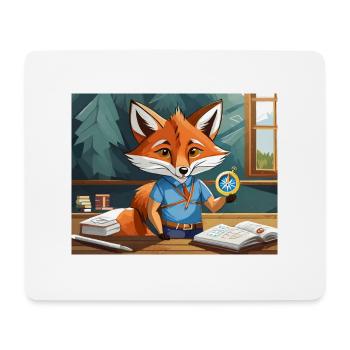 Mignon petit renard démon cours de géographie - Tapis de souris (format paysage) - blanc - Devant