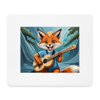 mignon petit renard démon vie quotidienne jouant de la guitare - Tapis de souris (format paysage) - blanc - Devant