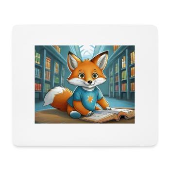 mignon petit renard démon de la vie quotidienne - est en train de lire - Tapis de souris (format paysage) - blanc - Devant