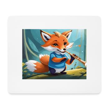 mignon petit renard démon vie quotidienne jouant de la flûte - Tapis de souris (format paysage) - blanc - Devant