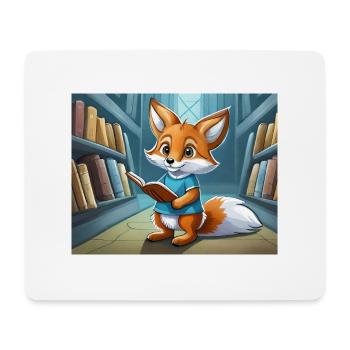 mignon petit renard démon de la vie quotidienne - est en train de lire - Tapis de souris (format paysage) - blanc - Devant