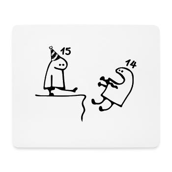 15 ans : Adieu âge 14 ans, Joyeux 15e anniversaire - Tapis de souris (format paysage) - blanc - Devant