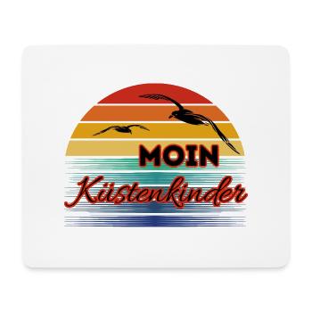 Hello coastal children with seagull in retro style - Mouse Pad (horizontal) - white - Front