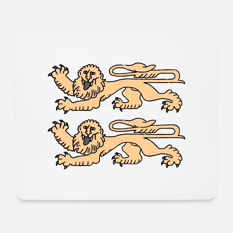 Löwen Normandie - Stil Vintage - Mousepad (Querformat) - Weiß