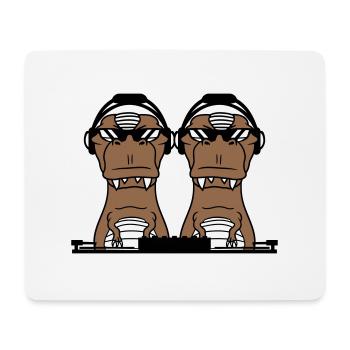 2 Cool DJ Dinosaur T-Rex Mixer Musique de fête - Tapis de souris (format paysage) - blanc - Devant