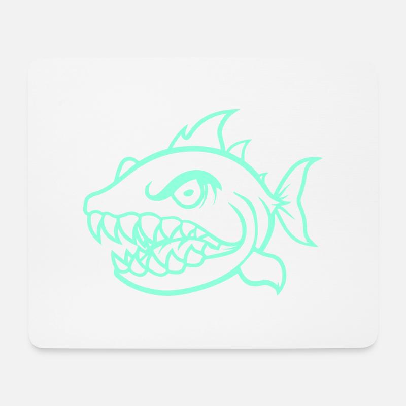 piranha comic - Mousepad (Querformat) - Weiß