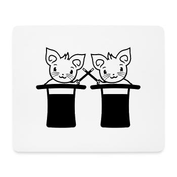 2 Magische Gezauberte Zylinder Hut Zauberer Katzen - Mousepad (Querformat) - Weiß - Vorne