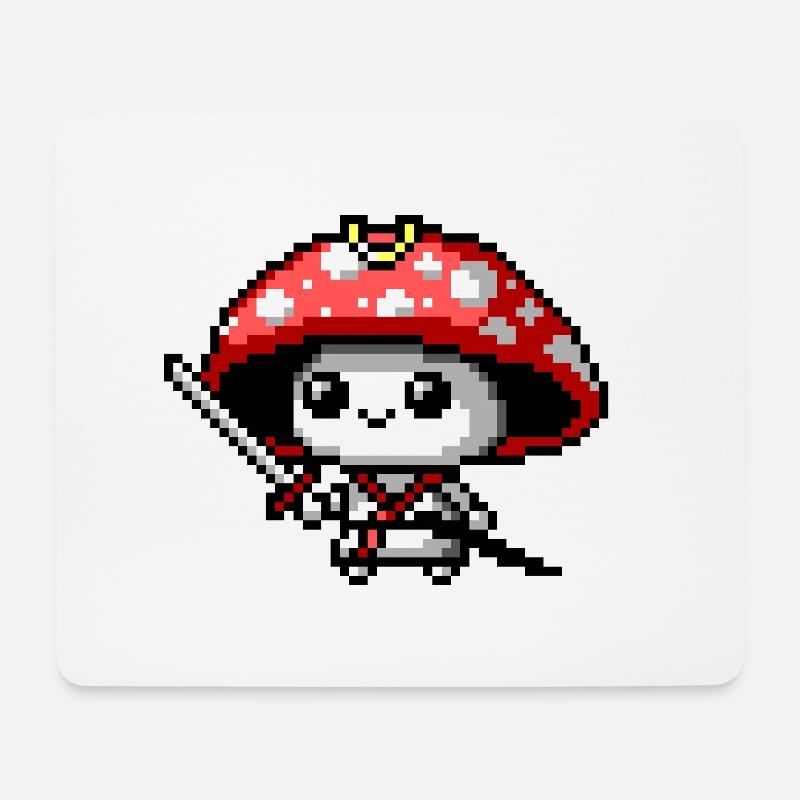 8bit Pilz-Samurai - Mousepad (Querformat) - Weiß