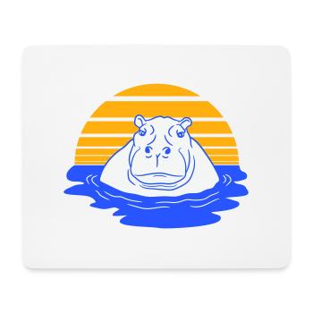 Hippopotamus Swimming Water Sun Cute Comic Cartoon - Mouse Pad (horizontal) - white - Front