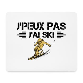 Ich kann nicht, ich habe blauen Ski - Mousepad (Querformat) - Weiß - Vorne