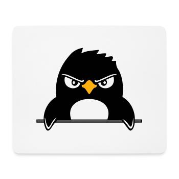 Le pingouin a l’air sérieux Mal dangereux derrière le mur - Tapis de souris (format paysage) - blanc - Devant