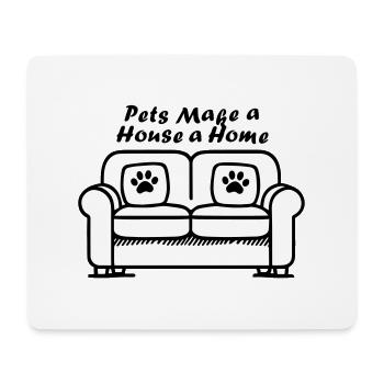 Sofa mit Pfotenabdrücken - Haustiere machen ein Haus zu einem Zuhause - Mousepad (Querformat) - Weiß - Vorne