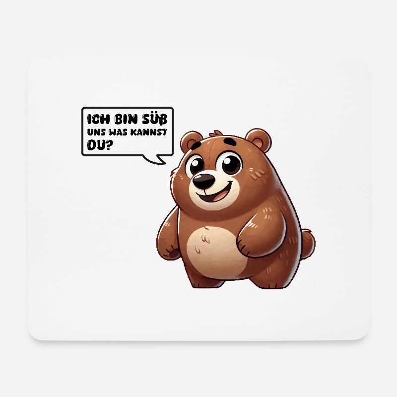 bär comic süß - Mousepad (Querformat) - Weiß