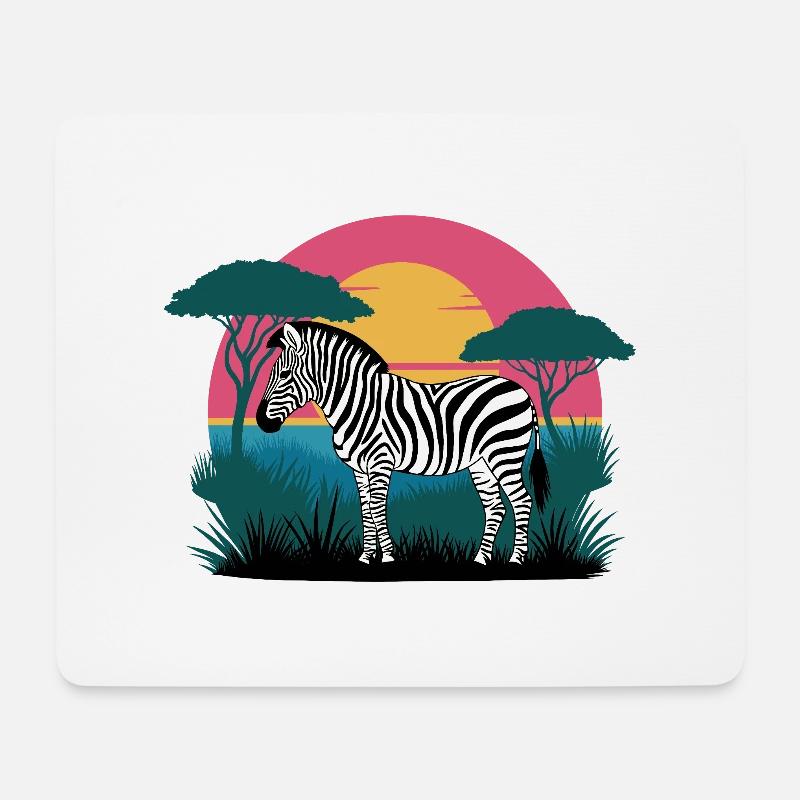Sunset Zebra - Mousepad (Querformat) - Weiß