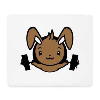 Bunny Bodybuilder Gym Muscles Fort Fitness Poids - Tapis de souris (format paysage) - blanc - Devant