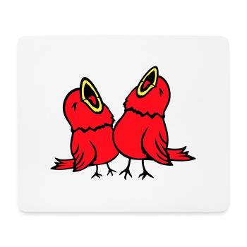 2 Wellensittiche Singvogel Spatz zwitschern Team - Mousepad (Querformat) - Weiß - Vorne