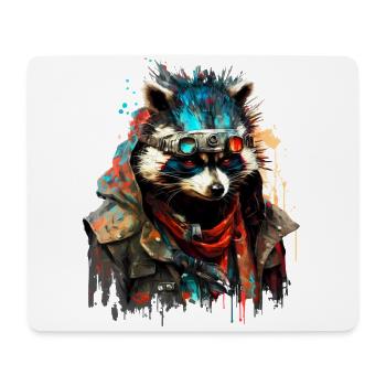 Raton laveur, animal de la collection Cyber Squad - Tapis de souris (format paysage) - blanc - Devant