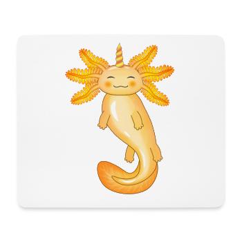 Gelber Einhorn-Axolotl - Mousepad (Querformat) - Weiß - Vorne