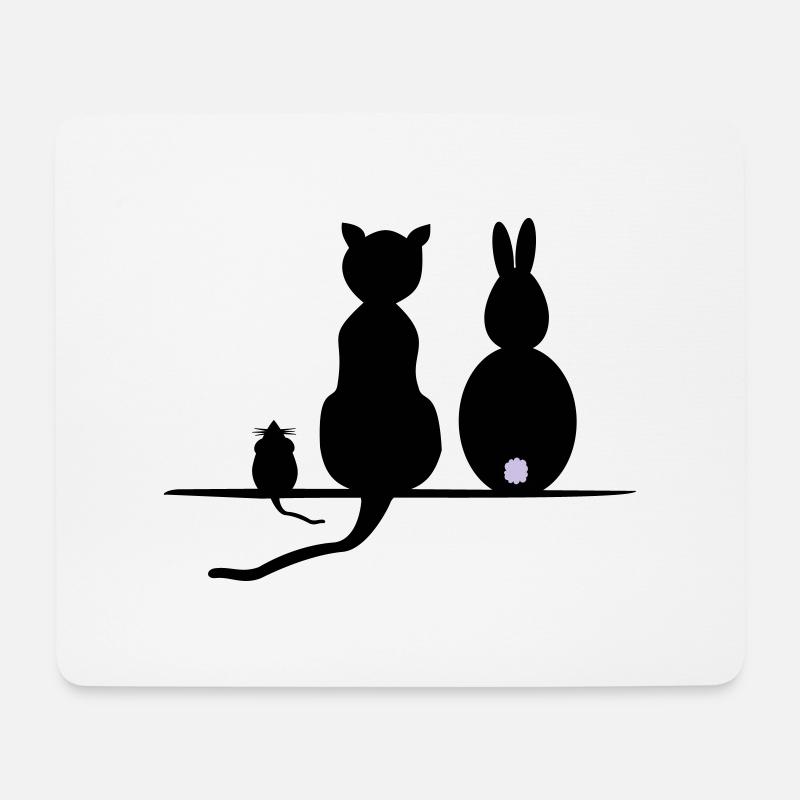 Katz Maus Hase - Mousepad (Querformat) - Weiß