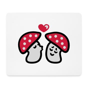 verliebte Pilze 3 - Mousepad (Querformat) - Weiß - Vorne