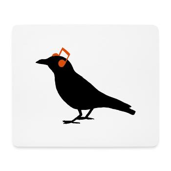 Headphones Kopfhörer Noten Rabe Bird Hipster - Mousepad (Querformat) - Weiß - Vorne