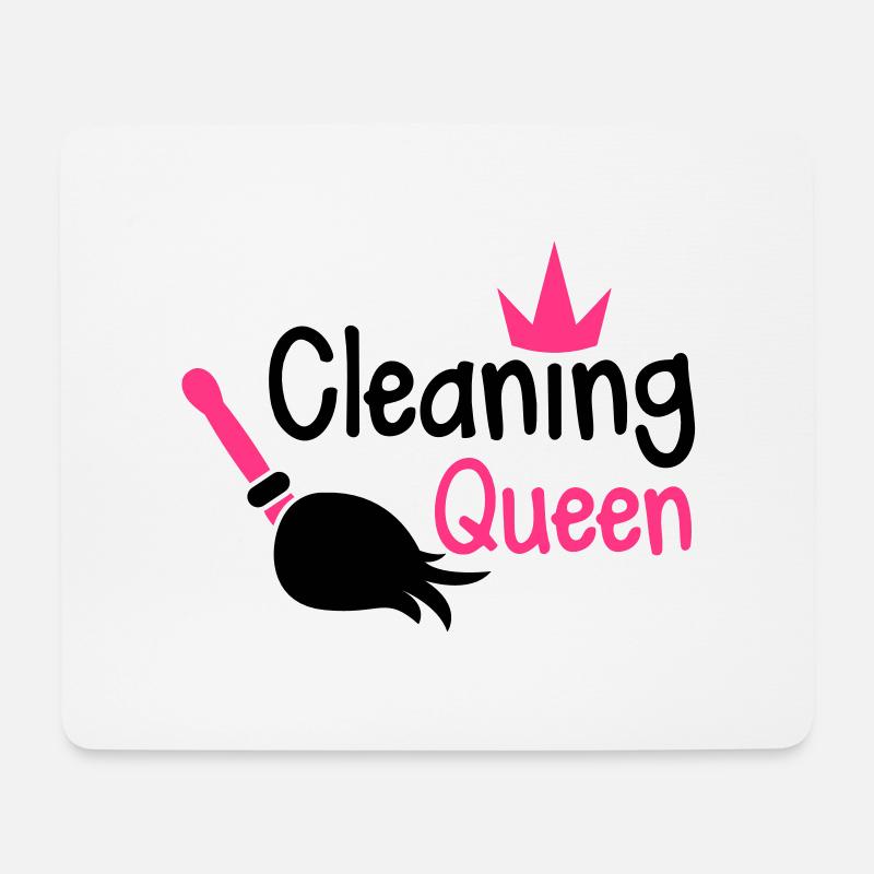 cleaning queen with a broom and a royal crown - Mouse Pad (horizontal) - white