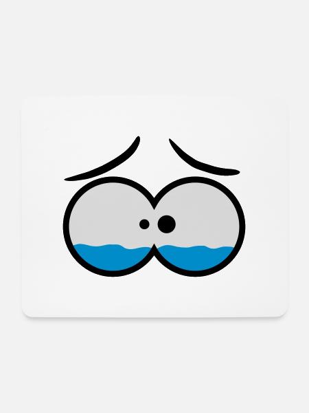 Sad Crying Comic Eyes - Mousepad (Querformat) - Weiß