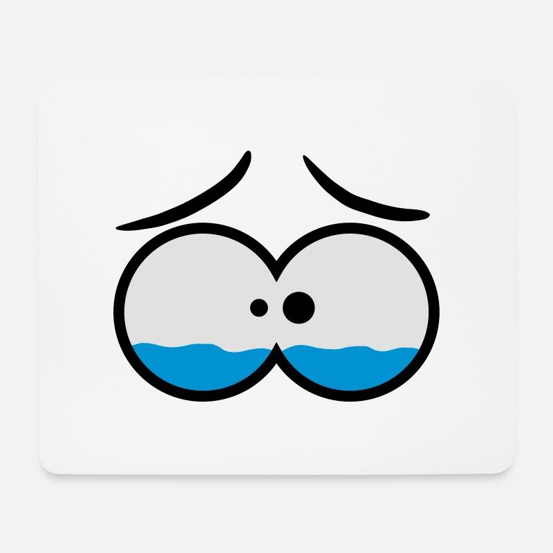Sad Crying Comic Eyes - Mousepad (Querformat) - Weiß
