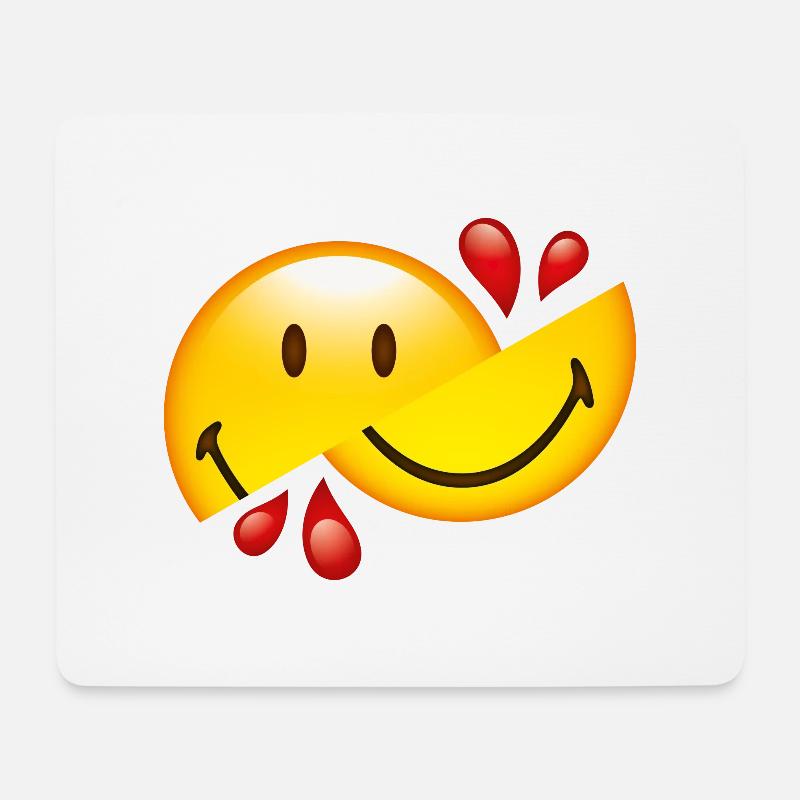 Smiley Glossy Cut in Half - Mouse Pad (horizontal) - white