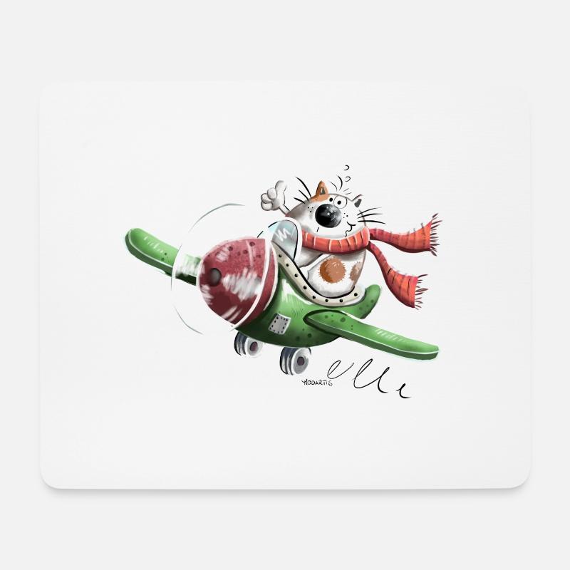 Cat on air - Mouse Pad (horizontal) - white