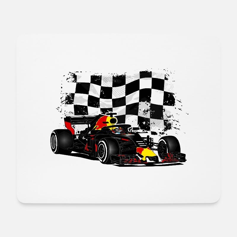 Racecar - Racing car - Racing flag - Mousepad (Querformat) - Weiß