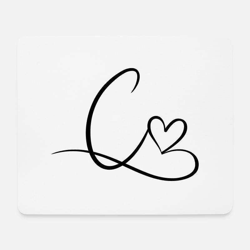Buchstabe C Anfangsbuchstabe Name Kalligrafie Herz - Mousepad (Querformat) - Weiß
