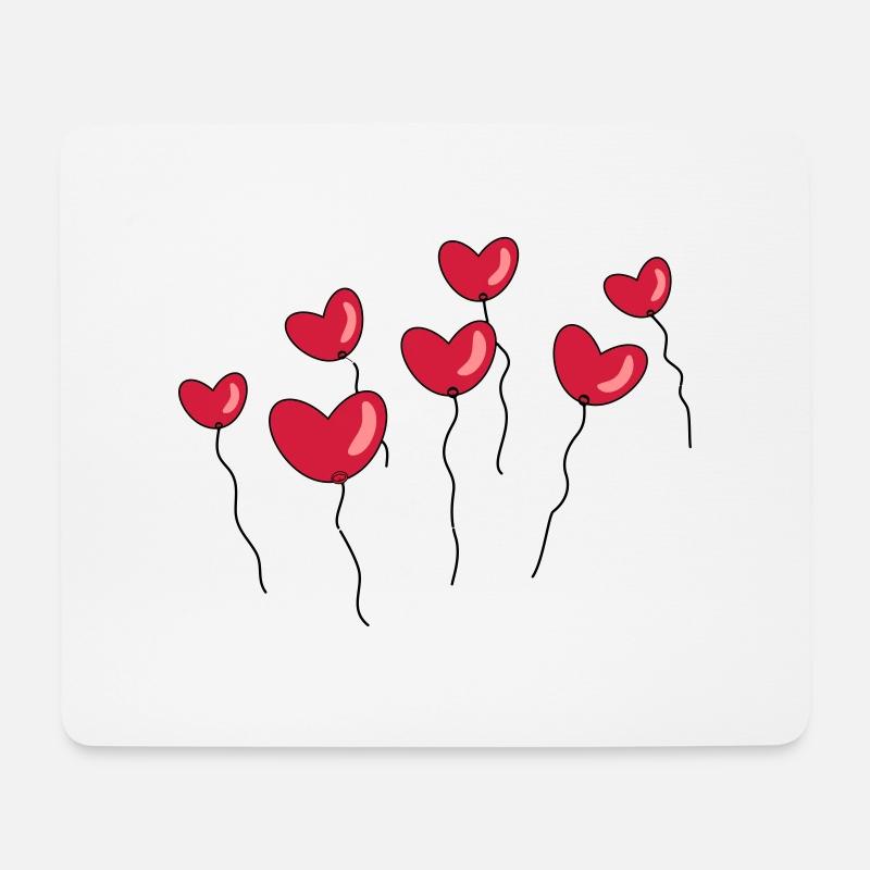 Luftballons in Herzform - Mousepad (Querformat) - Weiß