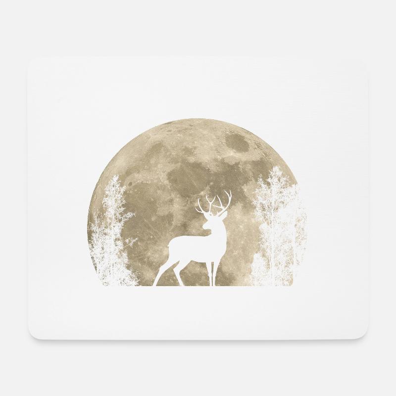 Hirsch im Mondlicht - Mousepad (Querformat) - Weiß