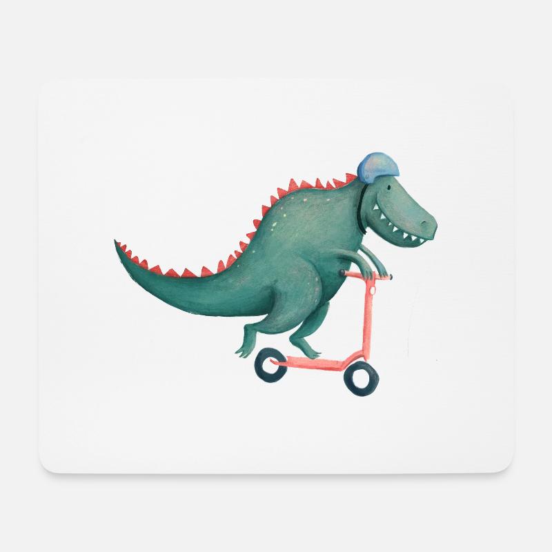 T-Rex fährt E-scooter - Mousepad (Querformat) - Weiß