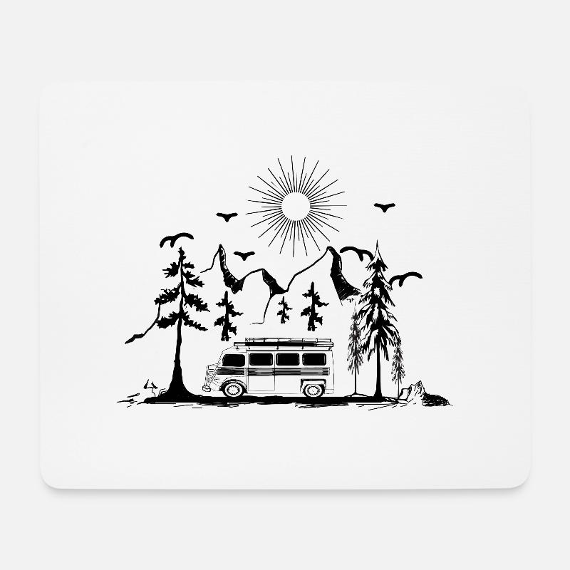 Camping Wohnwagen Camper Campingplatz - Mousepad (Querformat) - Weiß
