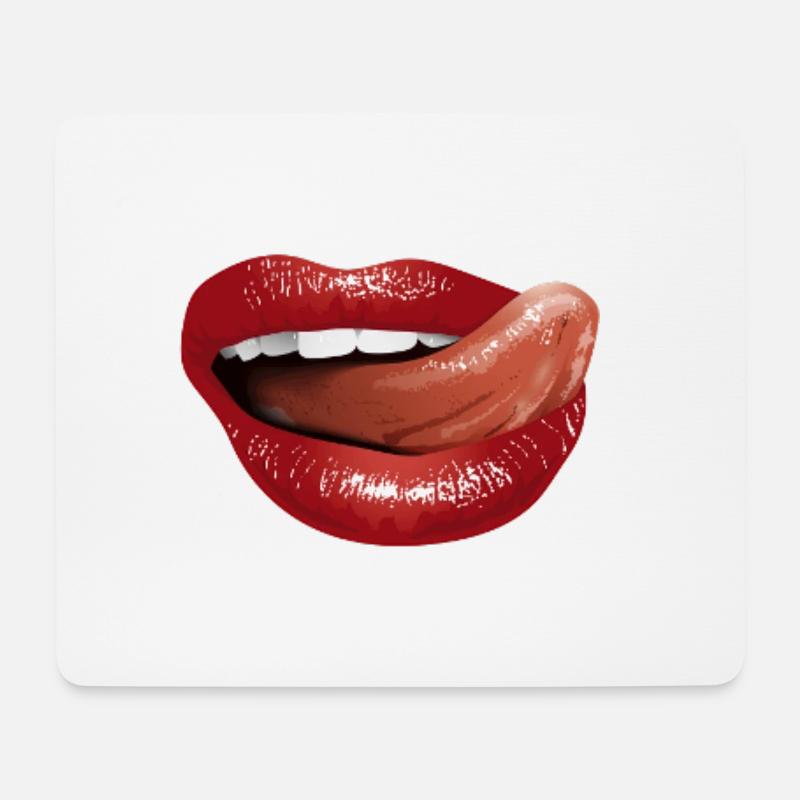 Zunge Mund MUNDSCHUTZ GESCHENKIDEE - Mousepad (Querformat) - Weiß