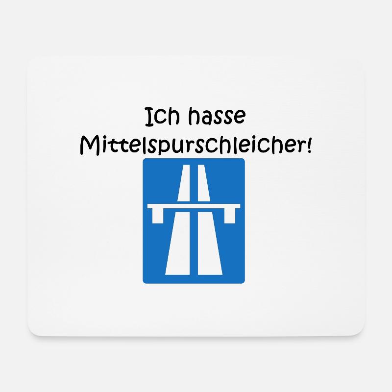 "Ich hasse Mittelspurschleicher!" - Mousepad (Querformat) - Weiß