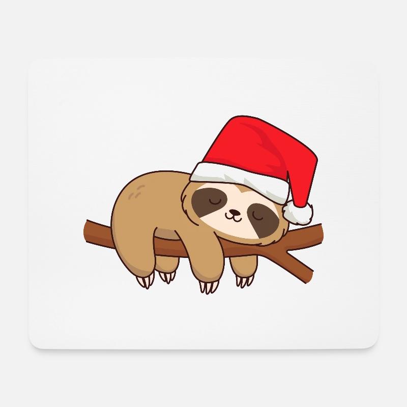 Faultier schlafend am Ast Xmas Weihachten Nikolaus - Mousepad (Querformat) - Weiß
