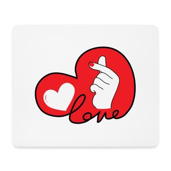 LOVE doigt coeur typo 3 - Tapis de souris (format paysage) - blanc - Devant