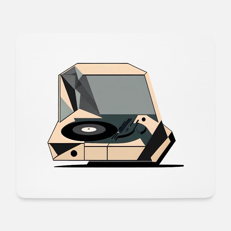 Retro geometrischer Plattenspieler - Mousepad (Querformat) - Weiß