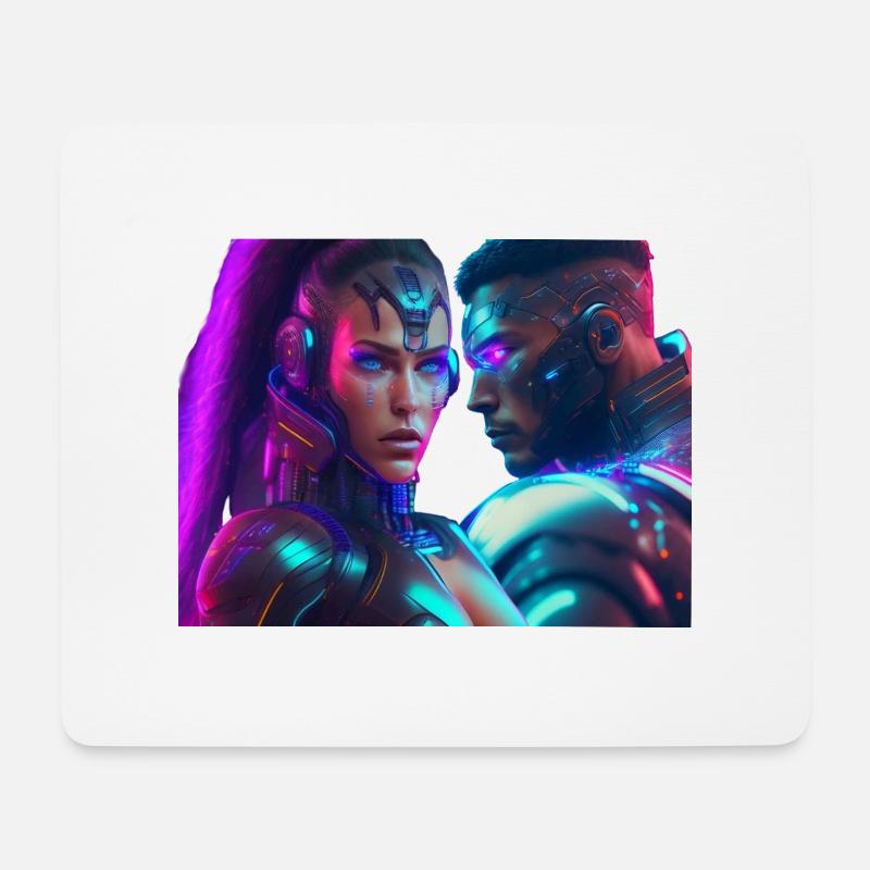 Cybercouple - Mousepad (Querformat) - Weiß