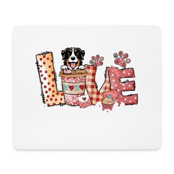 Bernese Collie Dog Coffee Lover Dog Mom Valentines - Mouse Pad (horizontal) - white - Front