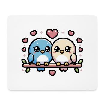 niedliche Turteltauben sitzen auf einem Ast - Mousepad (Querformat) - Weiß - Vorne
