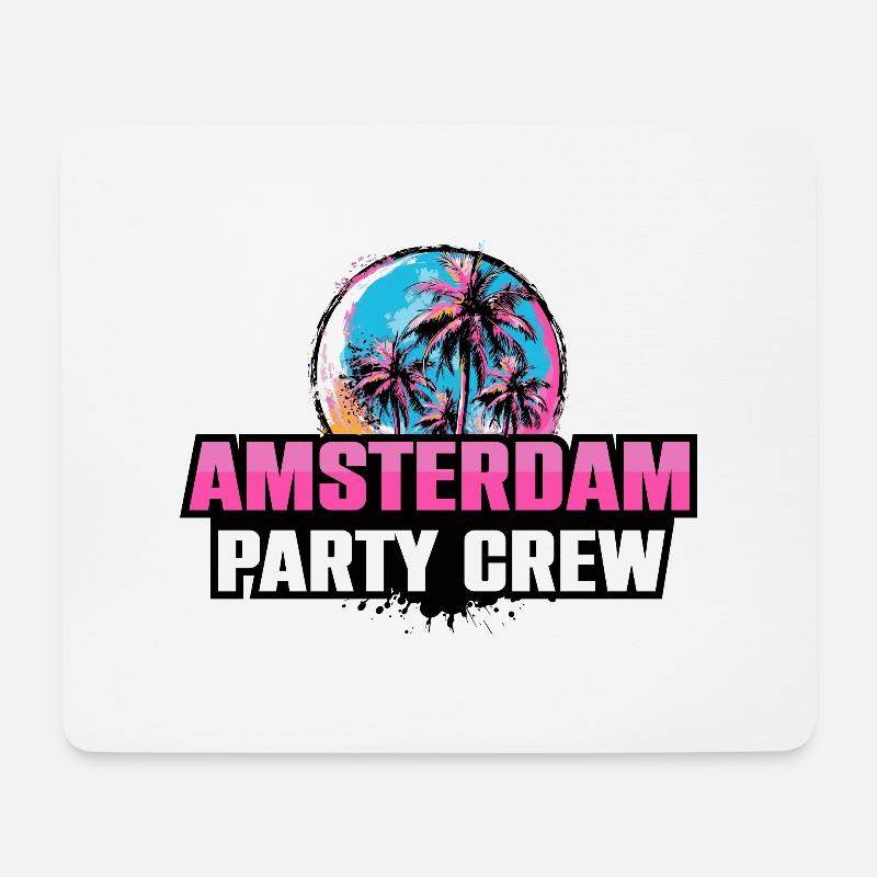 Amsterdam Party Crew Urlaub Spruch - Mousepad (Querformat) - Weiß
