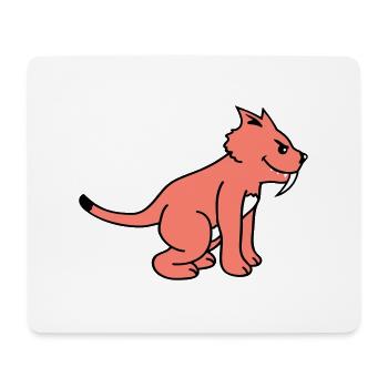 Evil Wild Cat Saber-toothed Tiger Long Teeth Tiger - Mouse Pad (horizontal) - white - Front